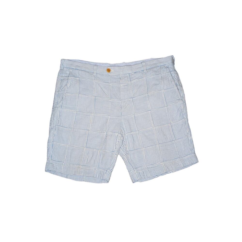 Brooks Brothers Seersucker Shorts Mens W38 Patchwork Blue Stripes Coastal Preppy
